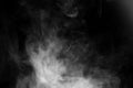Close up of steam smoke on black background.