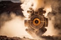 close-up of steam venting from heated geothermal source