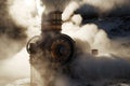 close-up of steam venting from heated geothermal source