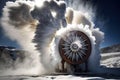 close-up of steam venting from heated geothermal source