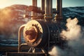 close-up of steam venting from heated geothermal source Royalty Free Stock Photo