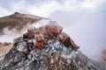 Close-up of steaming fumarole in geothermal area of Hverir at Namafjall