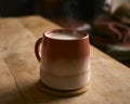 Close Up Of Steaming Mug Of Hot Coffee On Table Royalty Free Stock Photo