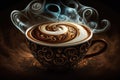 close-up of steamy cup of turkish coffee, with swirls of creamy foam