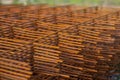 Close up Steel grating for construction in site work Royalty Free Stock Photo