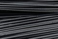 Close-up of steel rebar rods aligned for construction projects Royalty Free Stock Photo