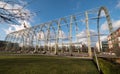 Close up of World War 1 airship hangar on original Farnborough Airfield site, now Farnborough Business Park. Royalty Free Stock Photo