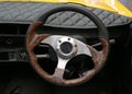 Close up Steering wheel of old rusted car