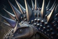 close-up of stegosaurus' distinctive plates and spikes