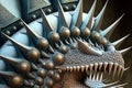 close-up of stegosaurus' distinctive plates and spikes