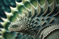 close-up of stegosaurus frill, with its intricate pattern highlighted