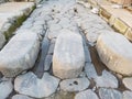 Close up stepping stones ruins of pompeii Royalty Free Stock Photo