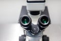 Close up of stereo microscope eyepieces Royalty Free Stock Photo