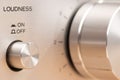 Close-Up of Stereo System Knob with Focus on Loudness Control Royalty Free Stock Photo