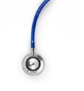 Stethoscope on white background with empty space for text and title. Healthcare and medical photo shot.