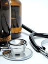 Close up stethoscope & medicine