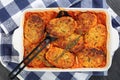 Close-up of stewed couscous fish cakes Royalty Free Stock Photo