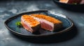 Japanese cuisine. Seared tuna on a ceramic plate Royalty Free Stock Photo