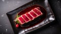 Japanese cuisine. Seared tuna on a ceramic plate Royalty Free Stock Photo