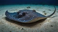 A close-up of a stingray resting on the sandy ocean floor Royalty Free Stock Photo