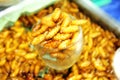 Stir fried silkworms in glass,Thai food