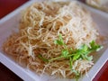 Close up of stir-fried vermicelli with soy sauce