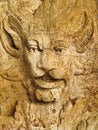 A close up of a stone Grotesque carved face Royalty Free Stock Photo