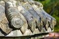 Close-up of stone roof of ancient Chinese building