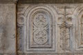 The close up of stone sculptures detail on the outer wall