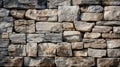 Close-up of a stone wall background. Generative AI. Royalty Free Stock Photo