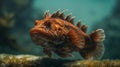 close-up of Stonefish in a beautiful blue ocean