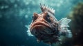 close-up of Stonefish in a beautiful blue ocean