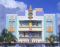 Close-up of storefront in art deco district of South Beach, Florida Royalty Free Stock Photo