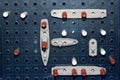 Close up of strategic battleships board game with ships and pegs Royalty Free Stock Photo