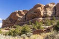 Close up of stratified rocks along the Devil\'s Kitchen Trail Royalty Free Stock Photo