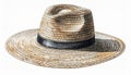Close Up Straw Hat with Black Band on White Background Illustration Royalty Free Stock Photo
