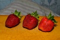 Close-Up Of Strawberries On Wooden Table Royalty Free Stock Photo