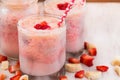 Close Up Strawberry Banana Fruit Breakfast Smoothies