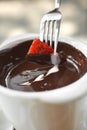 Close up strawberry and chocolate fondue Royalty Free Stock Photo
