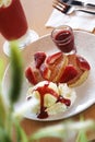 Close up strawberry pancake