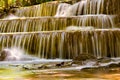 Close up stream waterfall multiple layers