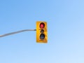 Close up of a traffic light, blue sky Royalty Free Stock Photo