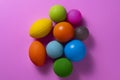 Stress balls on pink table background Royalty Free Stock Photo