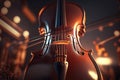 Close-up of strings on wooden cello silhouette. Realistic generated AI Royalty Free Stock Photo