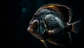 Close up of striped clown fish swimming in tropical reef generated by AI