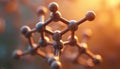 Close up structure of molecule. Atoms connect in abstract mesh. Science model of molecular lattice with bonds. Chemical compound Royalty Free Stock Photo