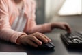 Close up of student hand typing on computer keyboard Royalty Free Stock Photo