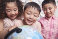 Close Up of Students Looking at a Globe