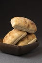 Ciabatta bread in wooden bowl Royalty Free Stock Photo