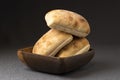 Ciabatta bread stacked in a bowl Royalty Free Stock Photo